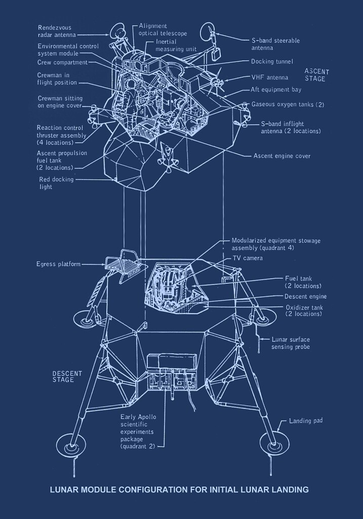 LM configuration for initial lunar landing